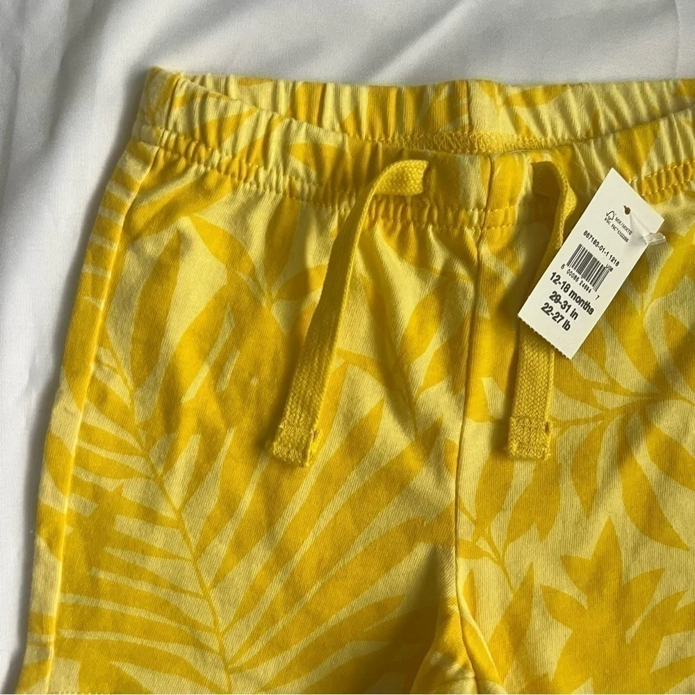 NWT Baby Gap Yellow Floral Print Pull On Shorts Size 12-18 Months